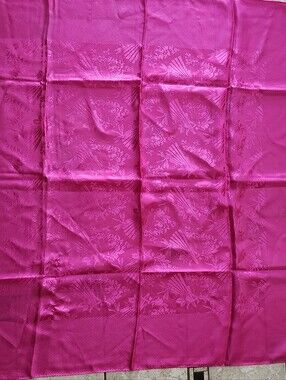 Vtg ECHO Vibrant Fuchsia Floral Jacquard Silk Square Scarf 35 X 35